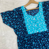 Pure Soft Cotton Vertical Frill Type Feeding Nighty, Free Size, Short Sleeve Sleepwear in Premium Softest Cotton Fabric (Bra Size 34"-40" | 54″-56″ length)